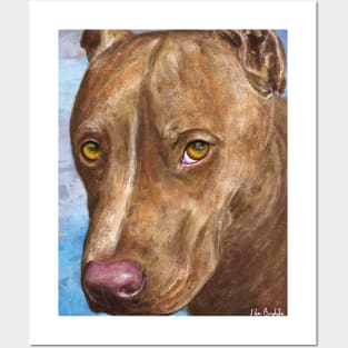 A Beautiful Red Nose Pit Bull Painting Posters and Art